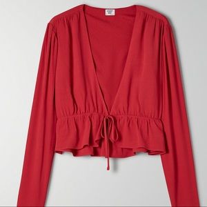 NWT Aritzia Sunday Best Red Tie Front Top